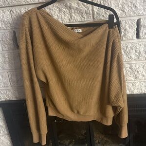 HYFVE Off-the-Shoulder Camel Sweater